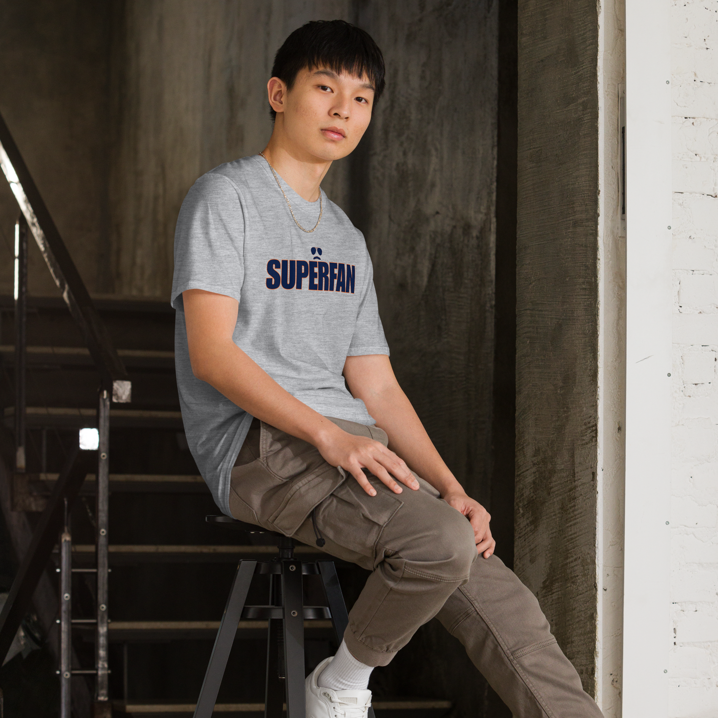 Swerski Superfan Short-Sleeve Unisex T-Shirt - Grey with Navy/Orange