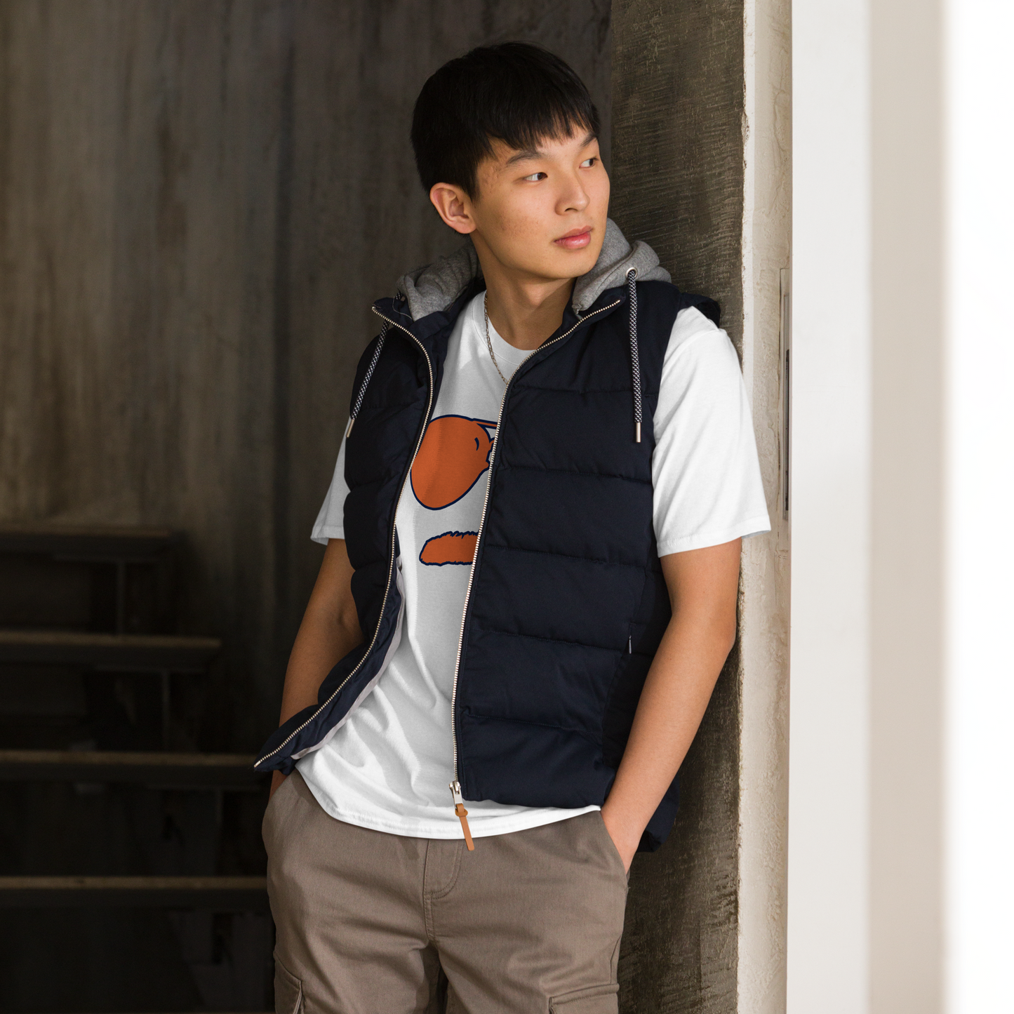 Swerski 34 Short-Sleeve Unisex T-Shirt - White with Orange/Navy