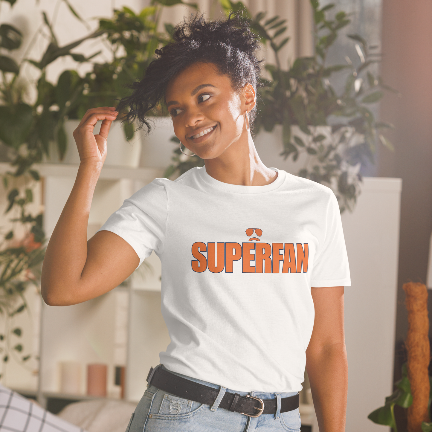 Swerski Superfan Short-Sleeve Unisex T-Shirt - White with Orange/Navy