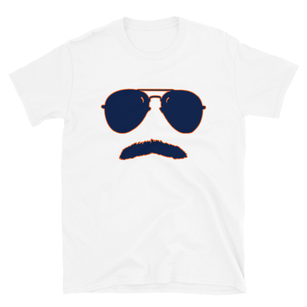 Swerski Stache and Shades Logo T-Shirt - New White with Navy/Orange Logo