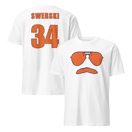 Swerski 34 Short-Sleeve Unisex T-Shirt - White with Orange/Navy