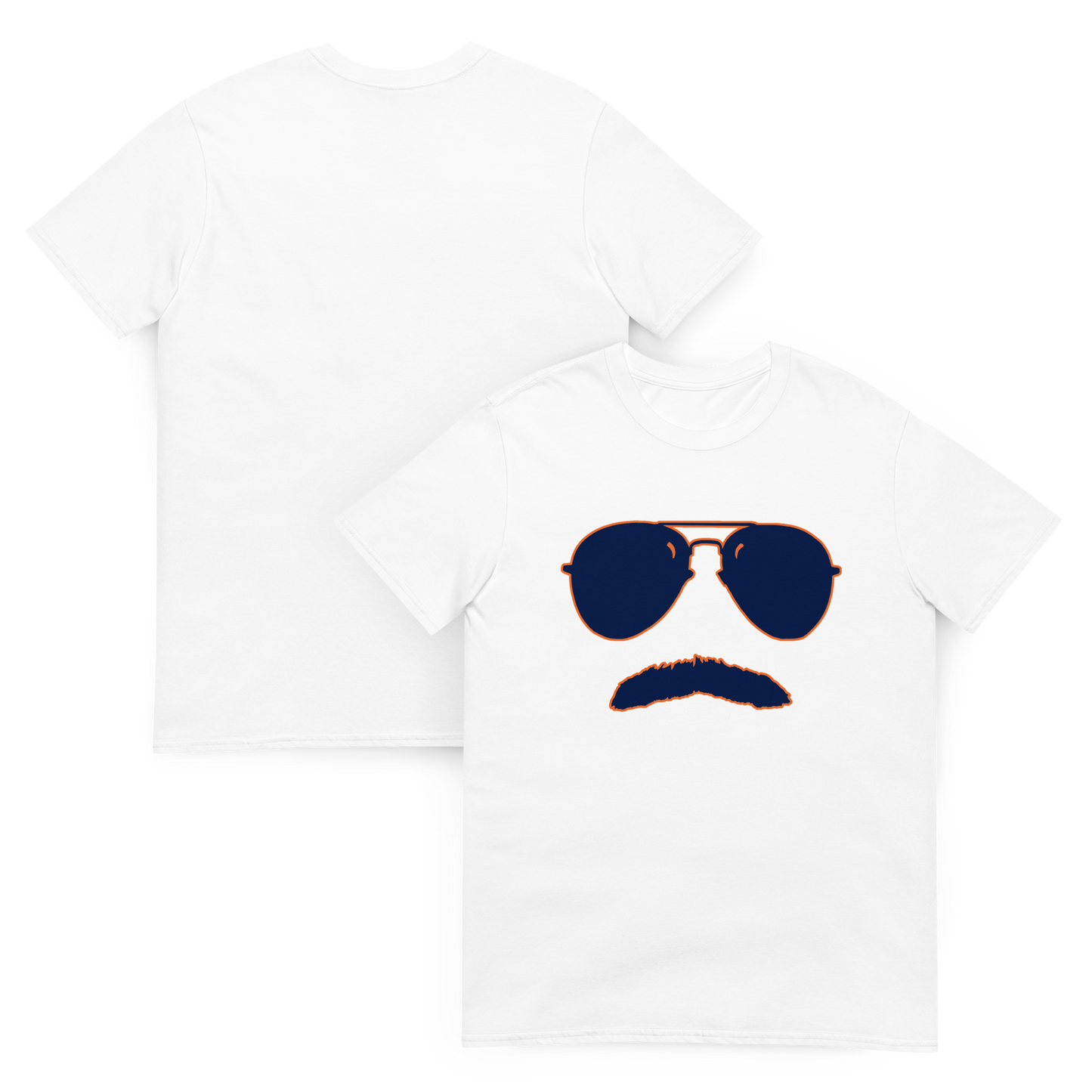 Swerski Stache and Shades Logo T-Shirt - New White with Navy/Orange Logo