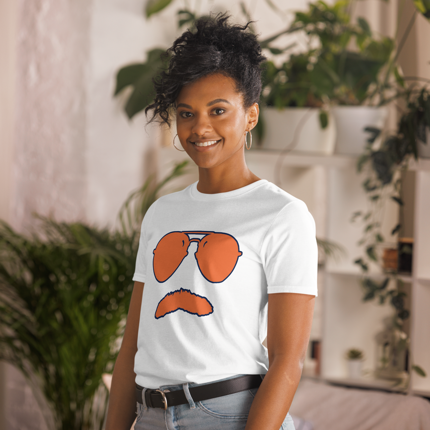 Swerski 34 Short-Sleeve Unisex T-Shirt - White with Orange/Navy