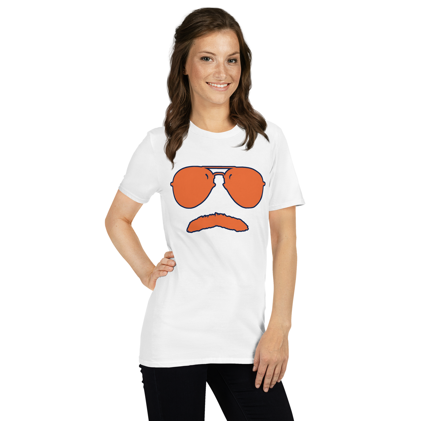 Swerski 34 Short-Sleeve Unisex T-Shirt - White with Orange/Navy