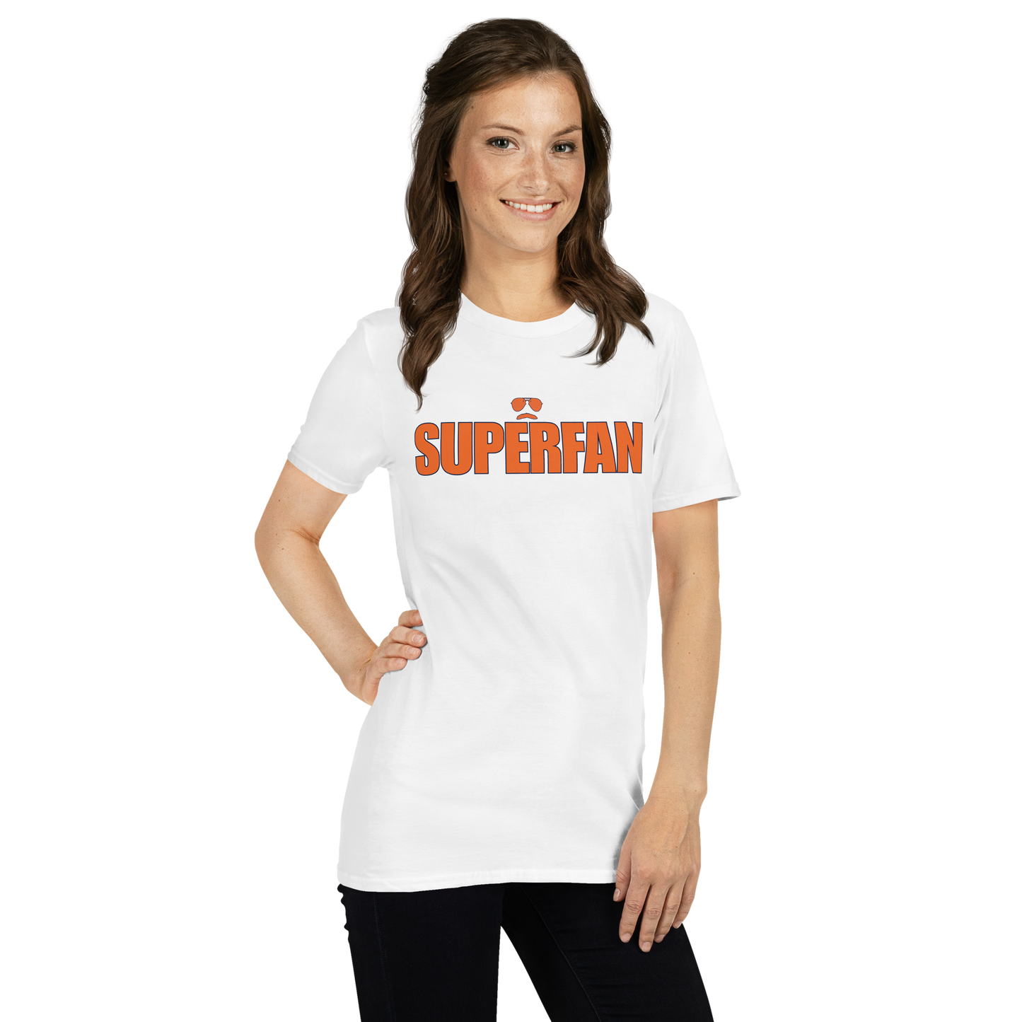 Swerski Superfan Short-Sleeve Unisex T-Shirt - White with Orange/Navy