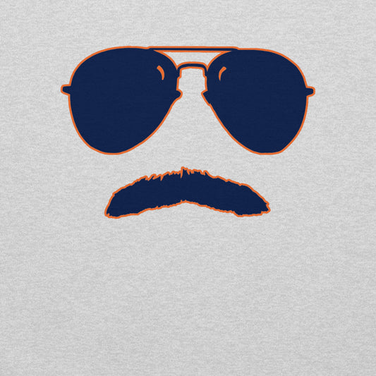 Swerski Stache and Shades Logo Unisex Sweatshirt - Navy & Orange Logo