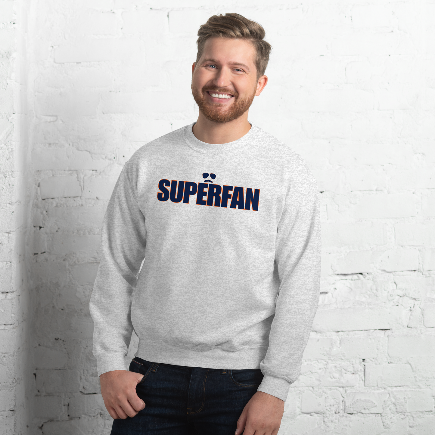 Swerski Superfan Unisex Sweatshirt - Grey with Navy/Orange
