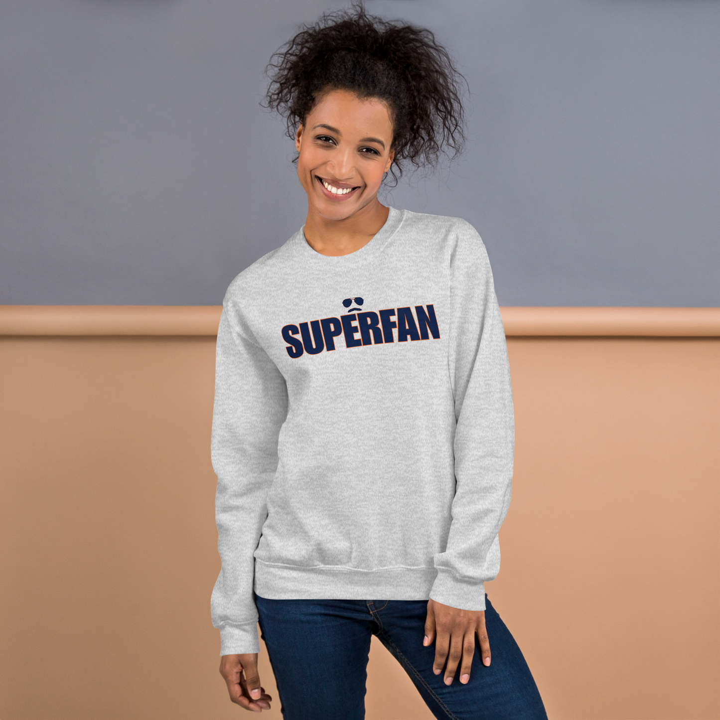 Swerski Superfan Unisex Sweatshirt - Grey with Navy/Orange