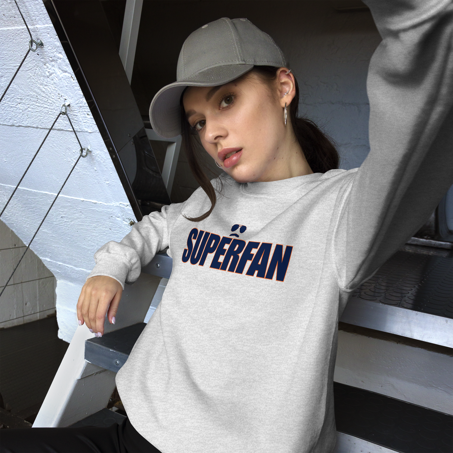 Swerski Superfan Unisex Sweatshirt - Grey with Navy/Orange