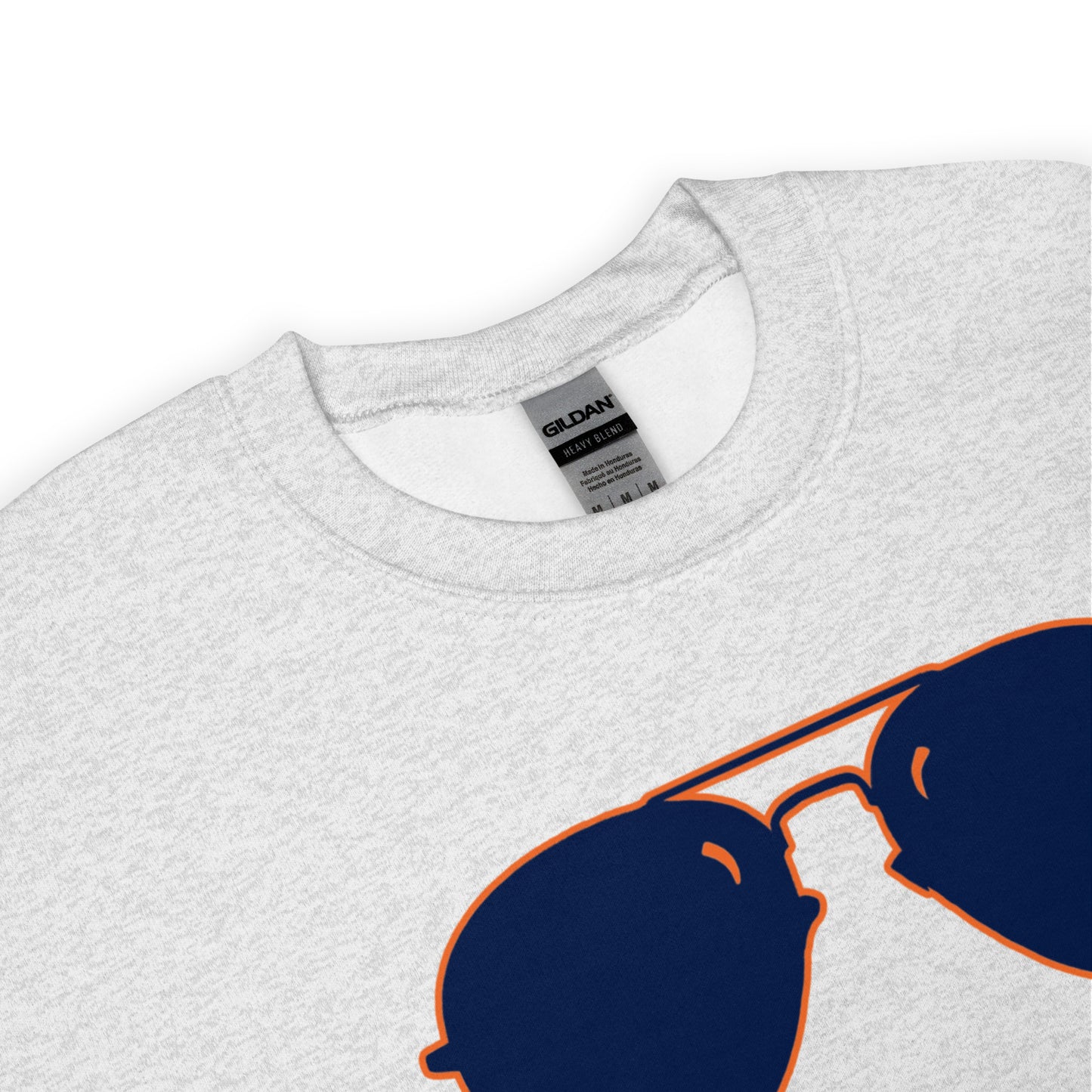 Swerski Stache and Shades Logo Unisex Sweatshirt - Navy & Orange Logo