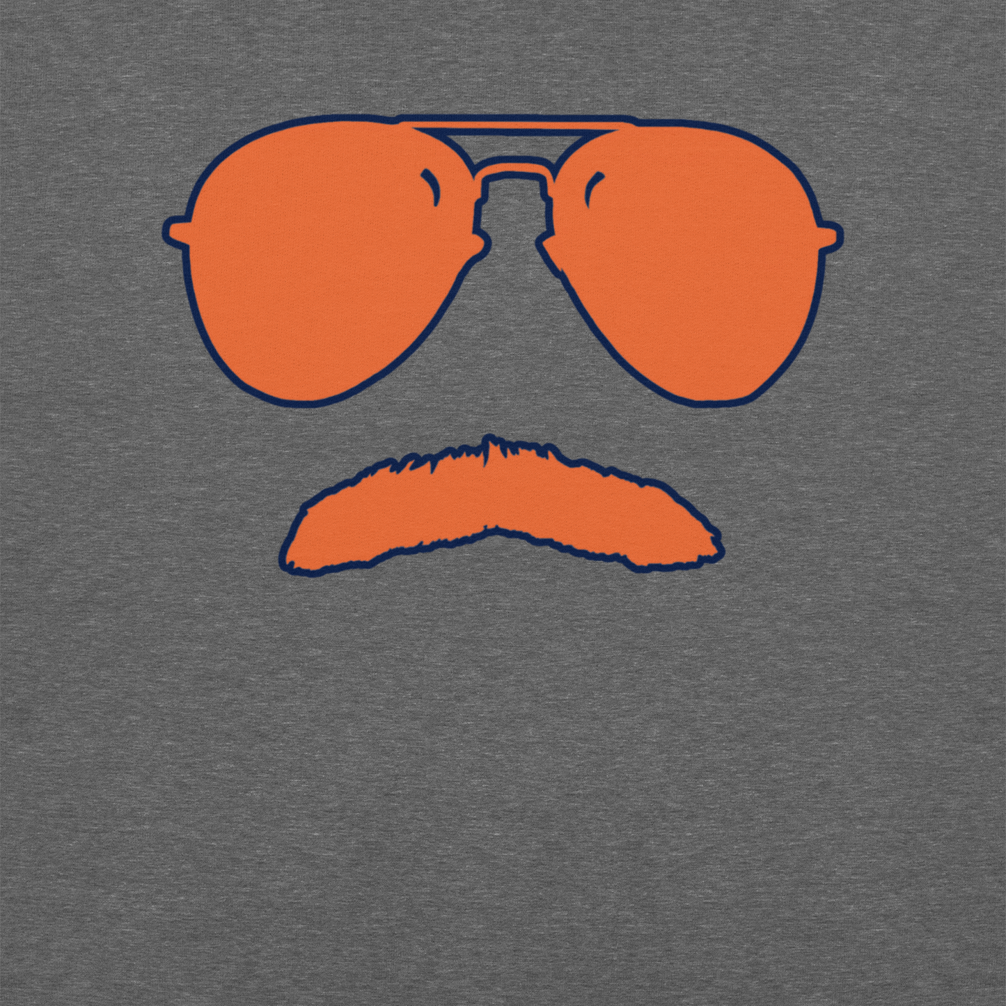 Swerski Stache and Shades Logo Unisex Sweatshirt - New Charcoal with Orange/Navy Logo