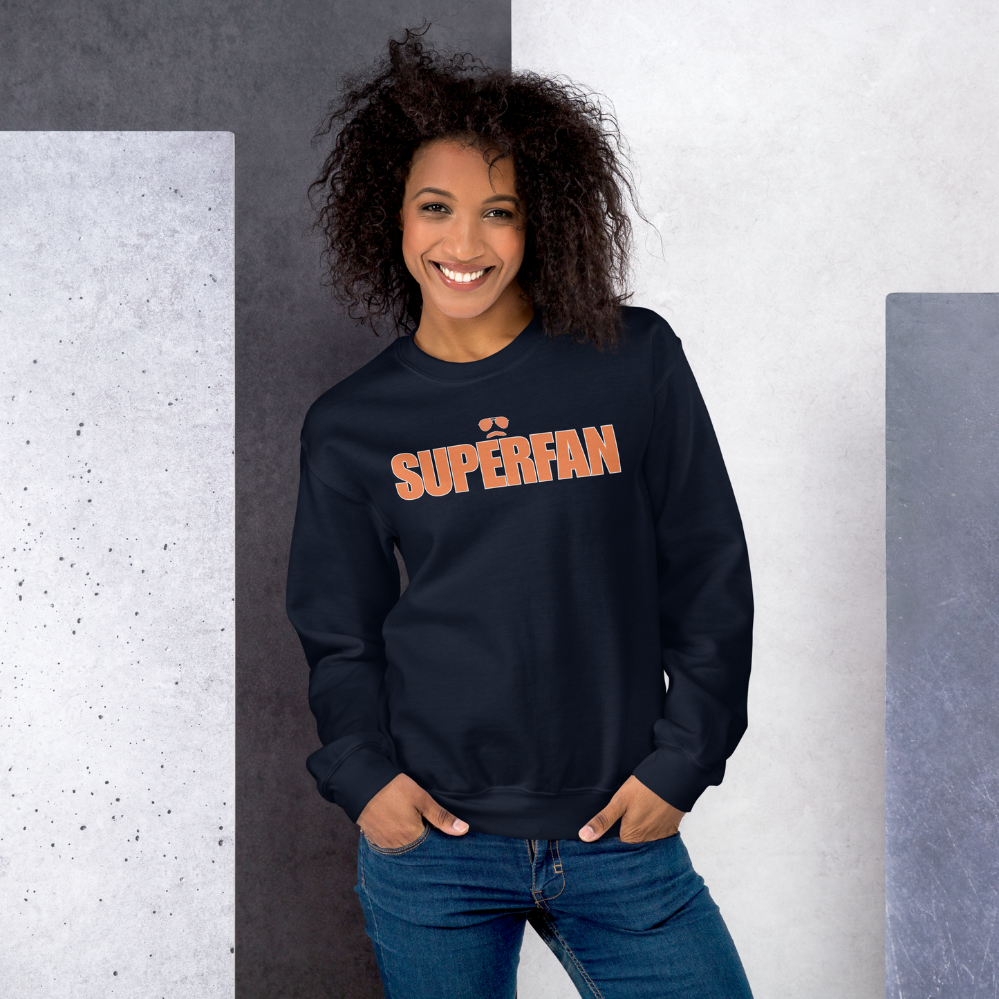 Swerski Superfan Unisex Sweatshirt - Navy with Orange/White