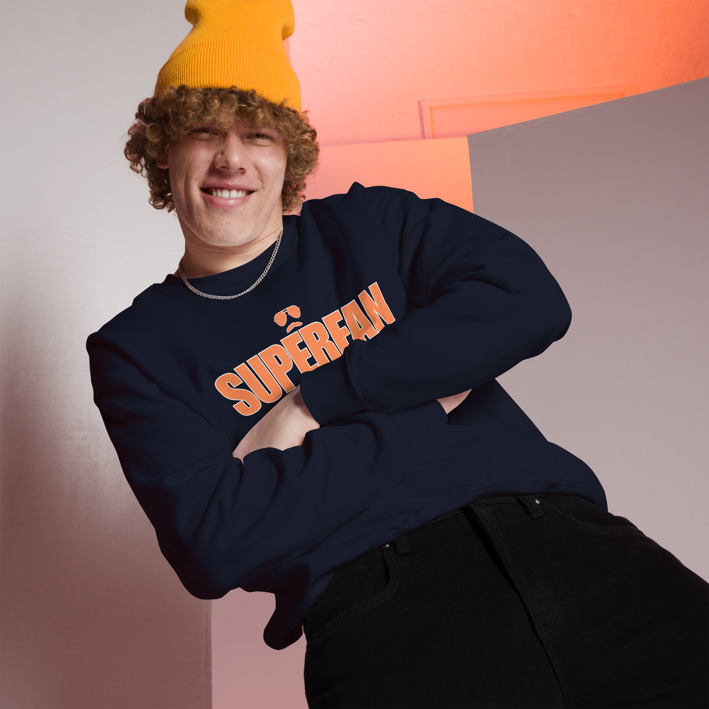 Swerski Superfan Unisex Sweatshirt - Navy with Orange/White