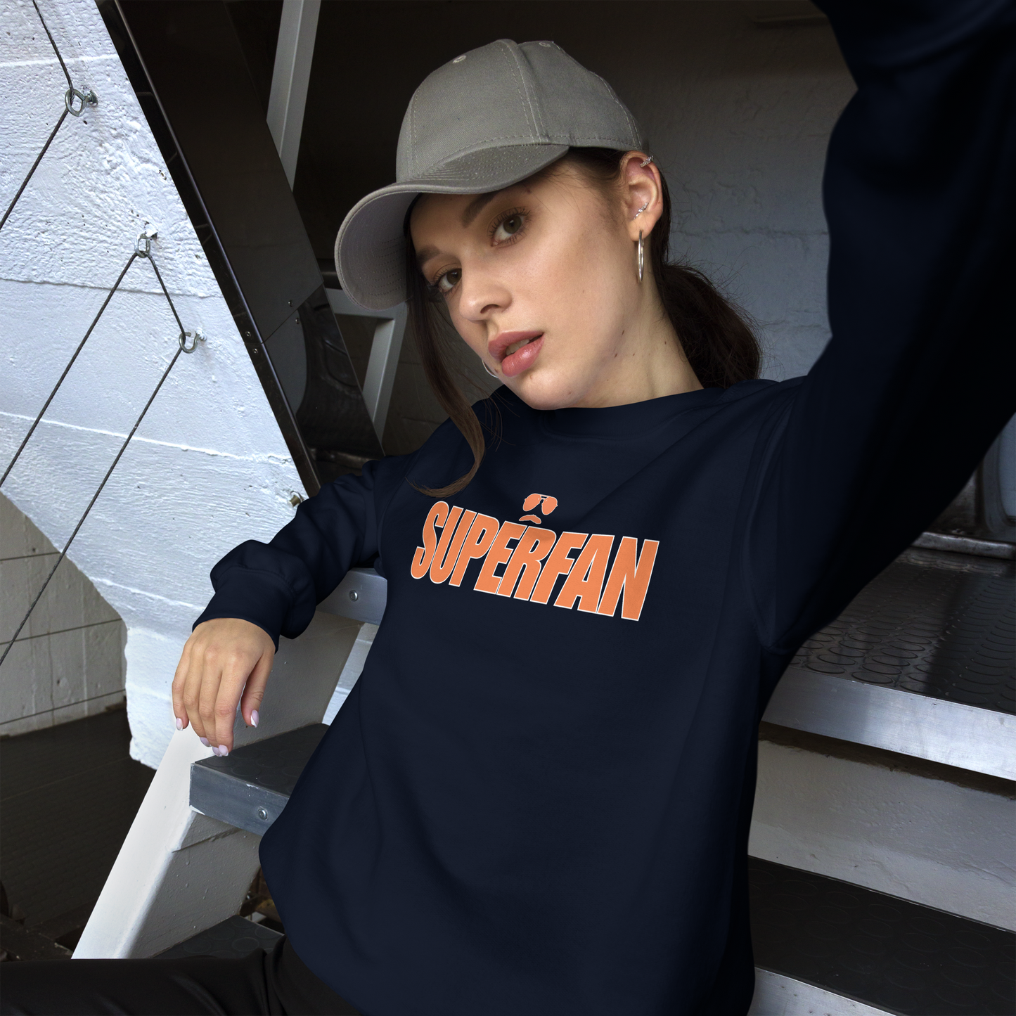 Swerski Superfan Unisex Sweatshirt - Navy with Orange/White