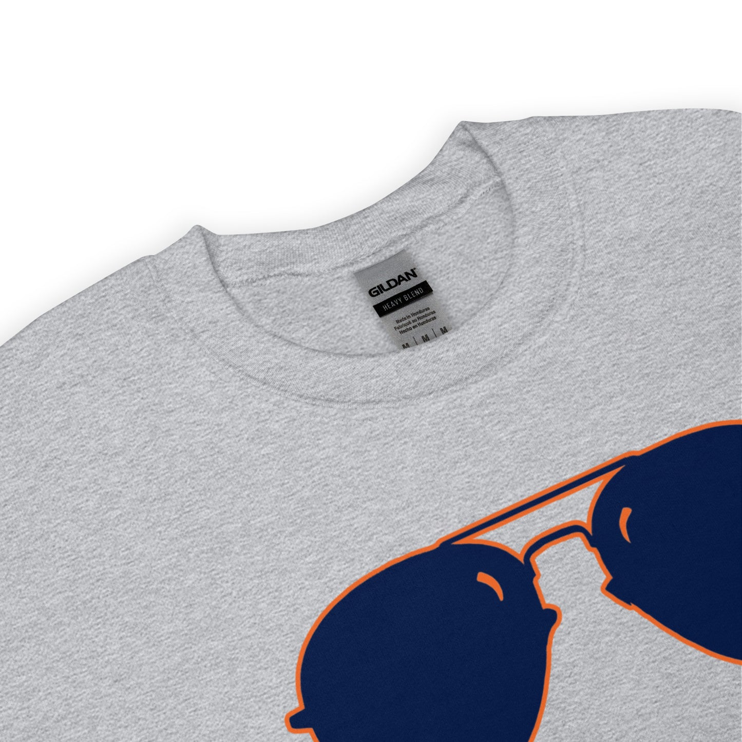 Swerski Stache and Shades Logo Unisex Sweatshirt - Navy & Orange Logo