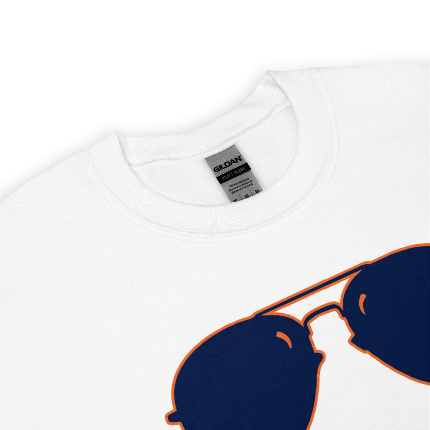 Swerski Stache and Shades Logo Unisex Sweatshirt - Navy & Orange Logo