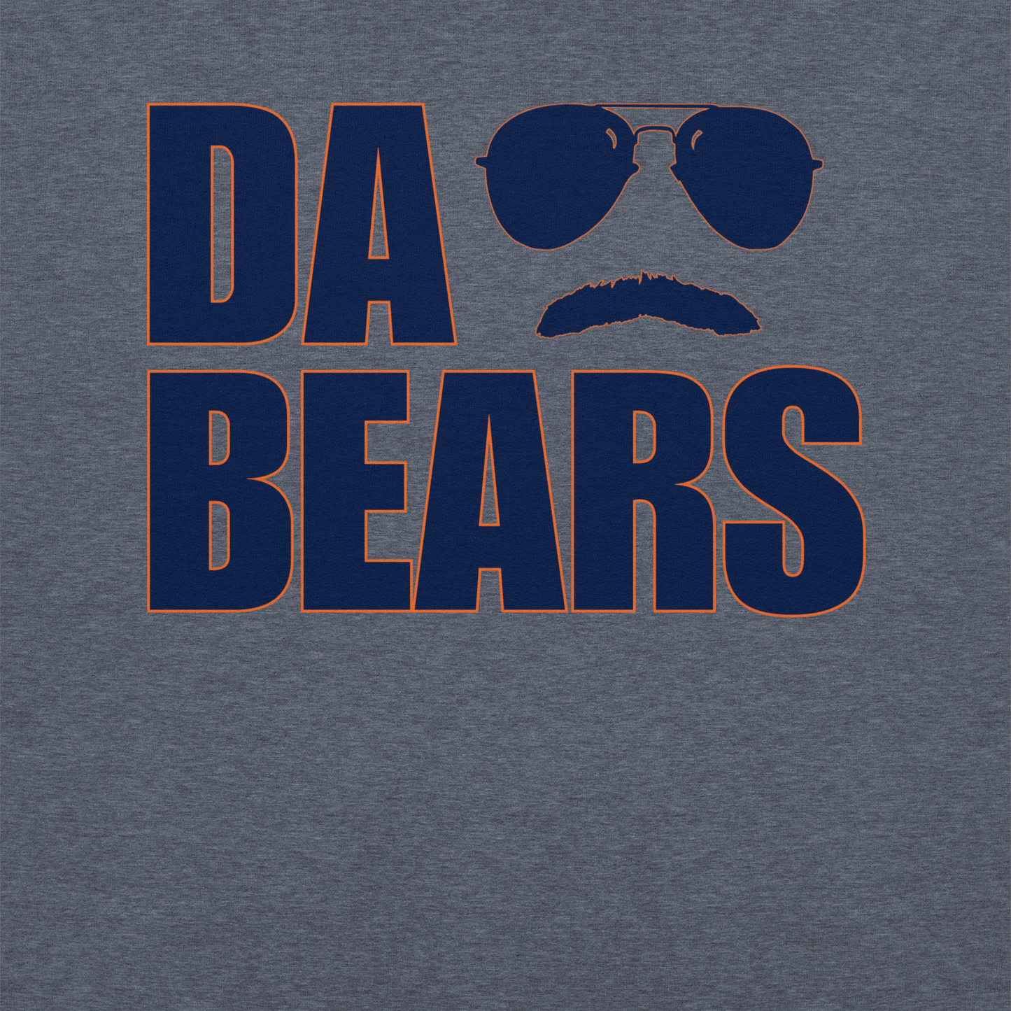 DA BEARS Swerski Stache and Shades Logo Unisex Hoodie - with Navy & Orange Logo