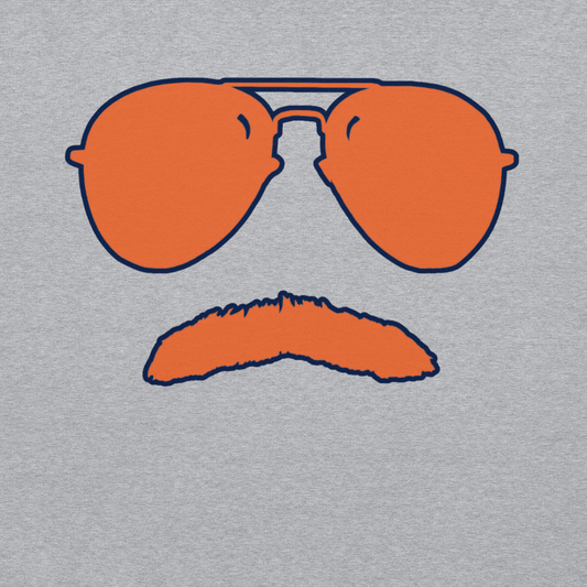 Swerski Stache and Shades Logo Unisex Hoodie - New Grey with Orange/Navy Logo