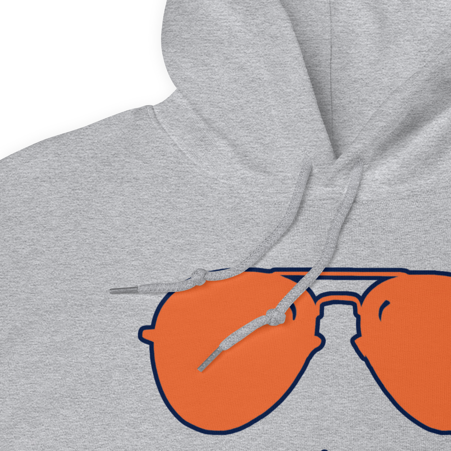 Swerski Stache and Shades Logo Unisex Hoodie - New Grey with Orange/Navy Logo
