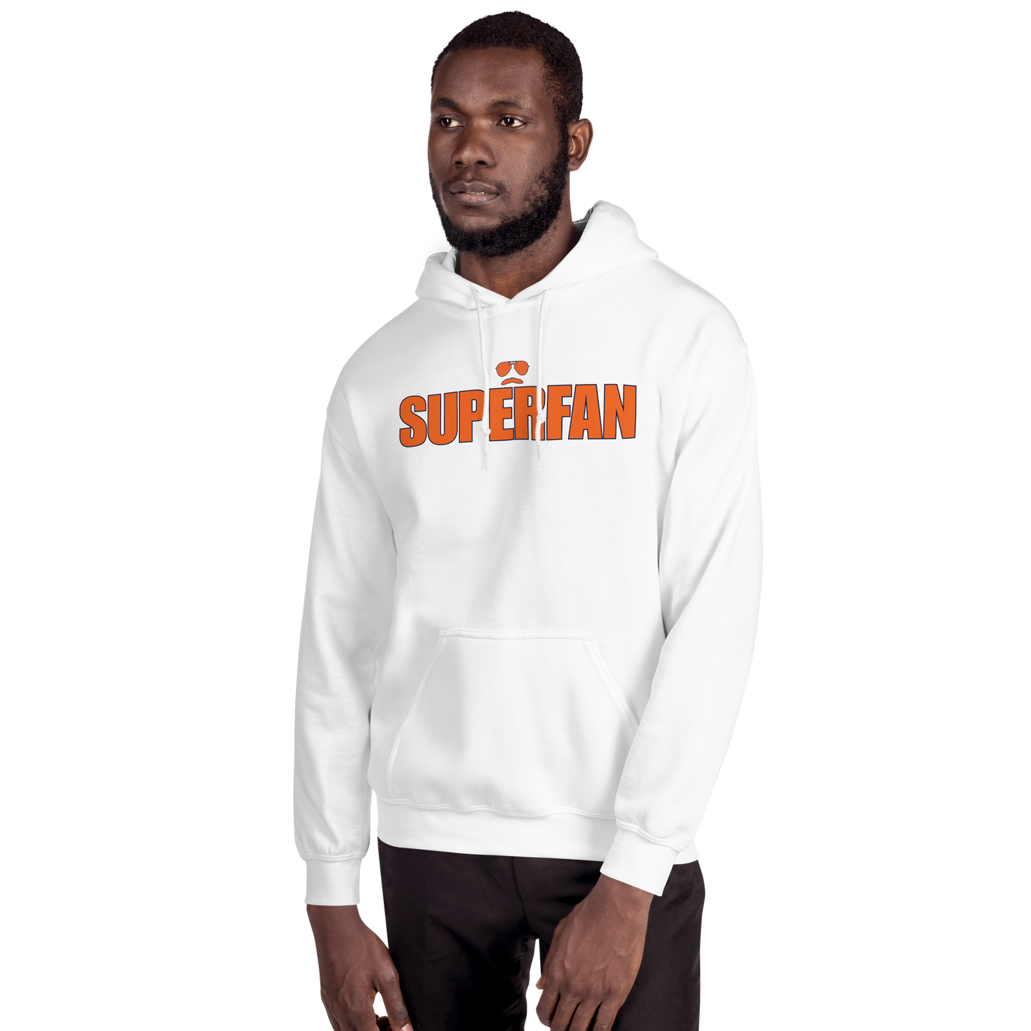 Swerski Superfan Unisex Hoodie - White with Orange/Navy