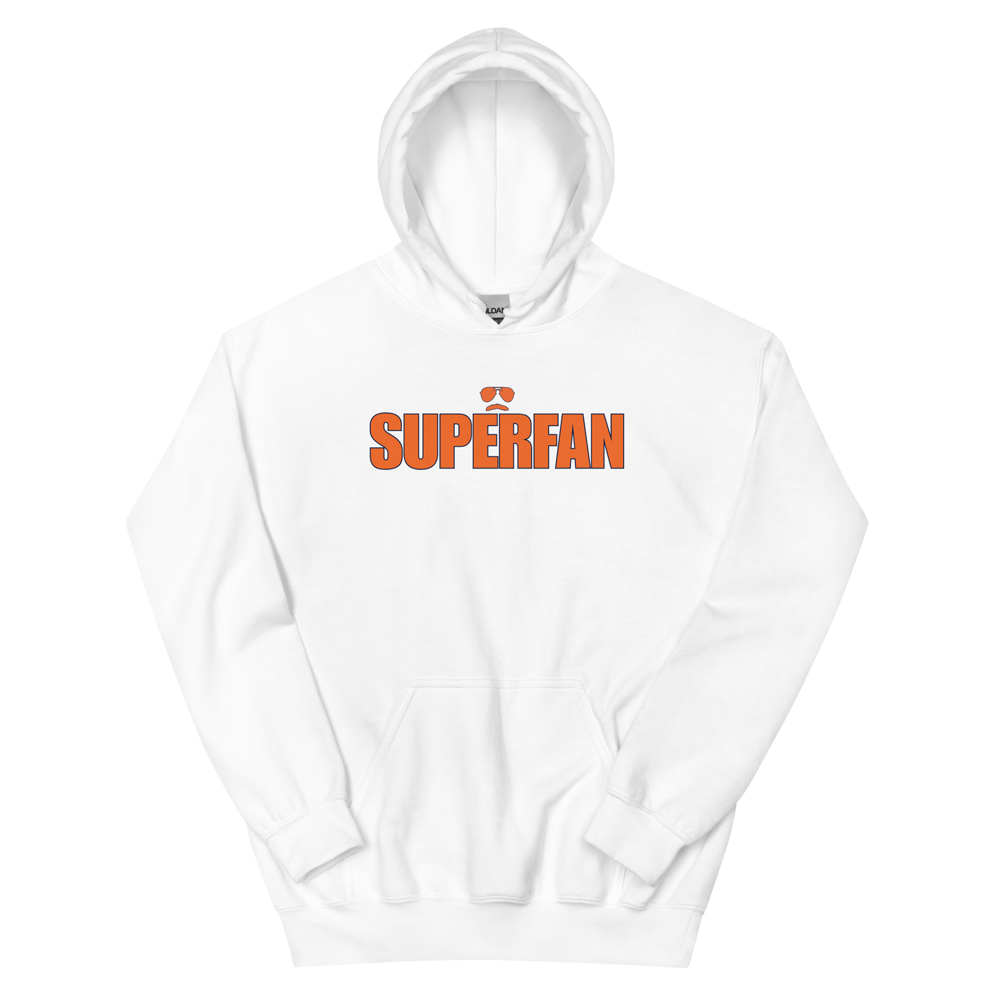 Swerski Superfan Unisex Hoodie - White with Orange/Navy