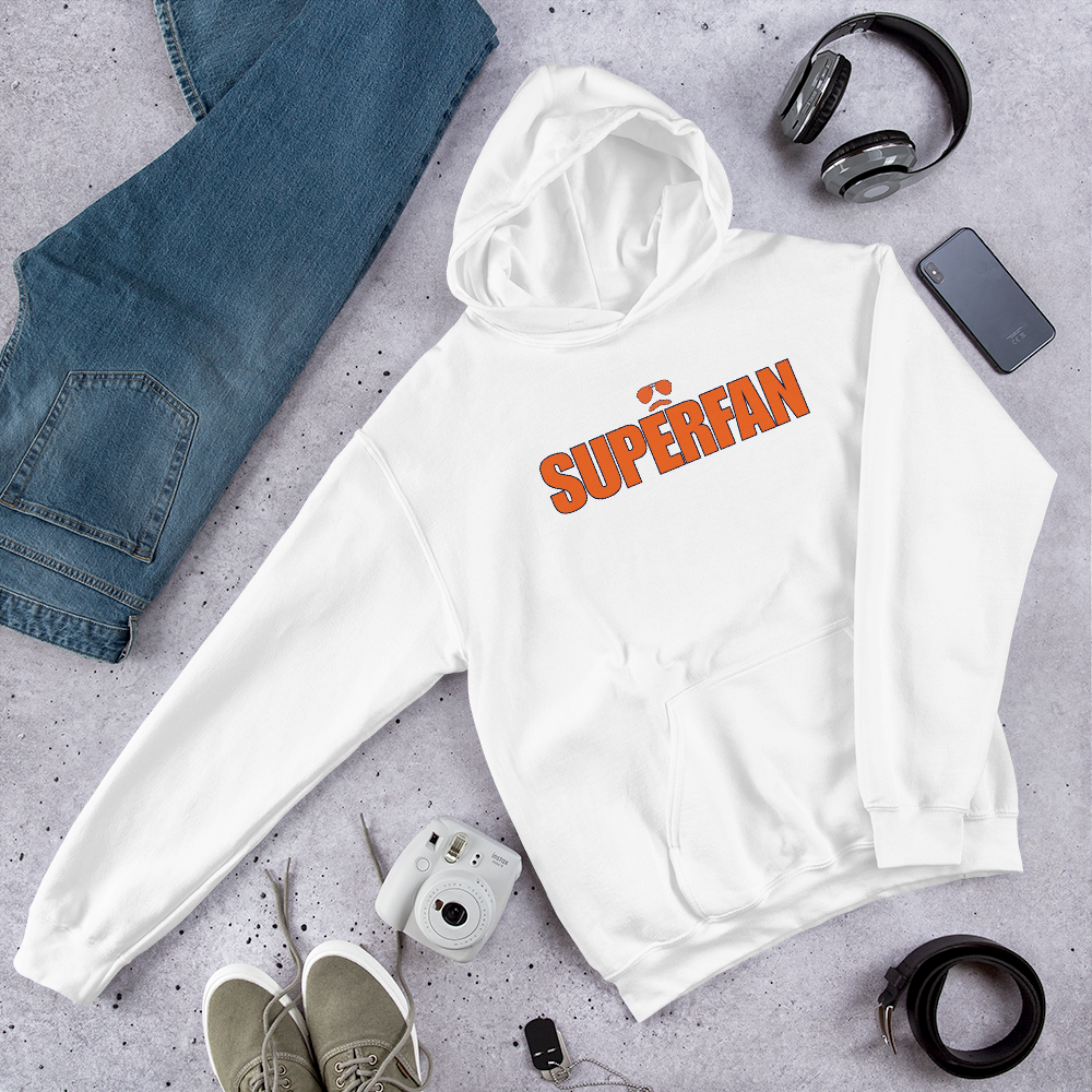 Swerski Superfan Unisex Hoodie - White with Orange/Navy