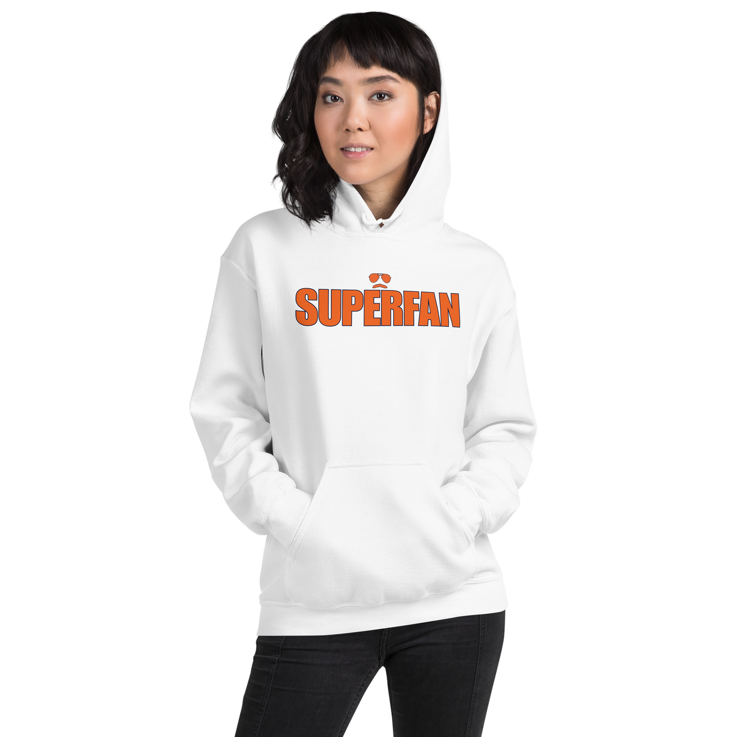 Swerski Superfan Unisex Hoodie - White with Orange/Navy