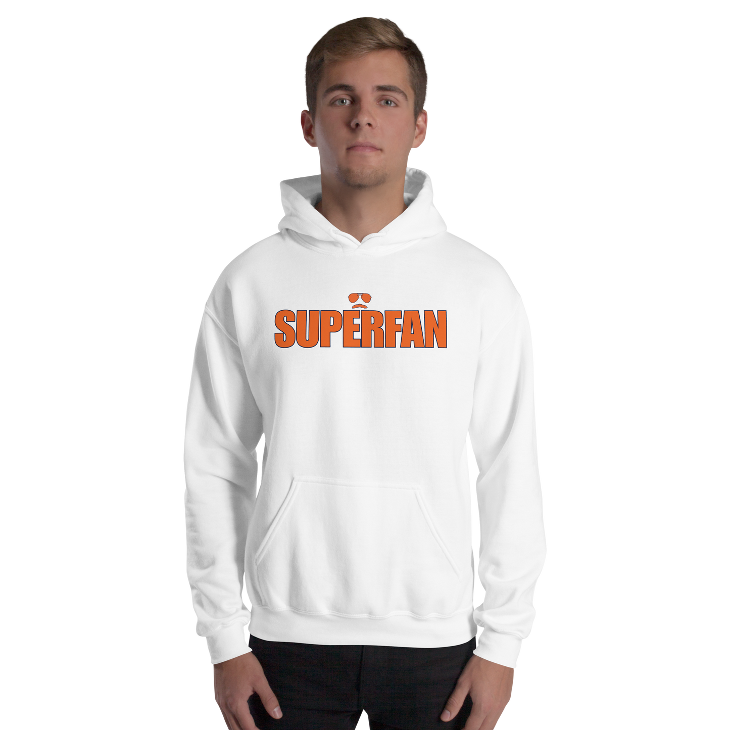 Swerski Superfan Unisex Hoodie - White with Orange/Navy