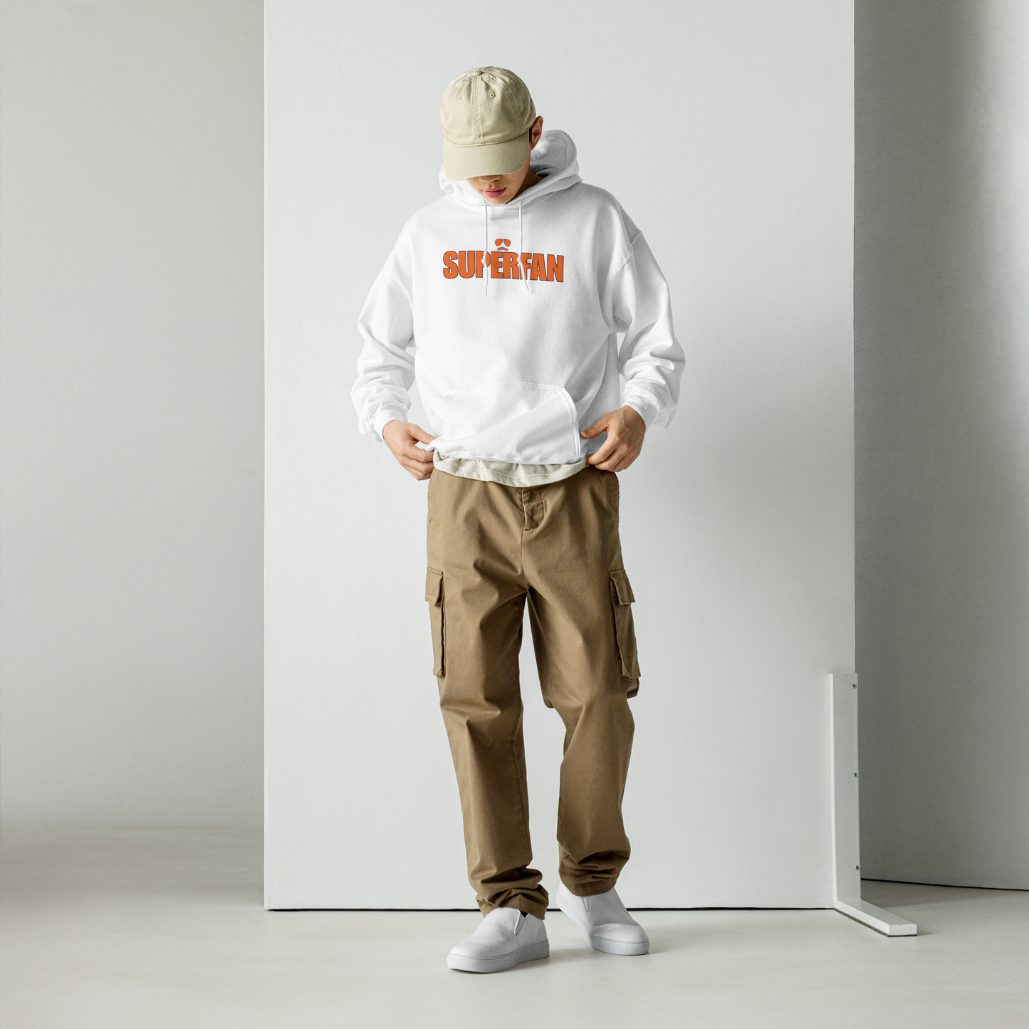 Swerski Superfan Unisex Hoodie - White with Orange/Navy