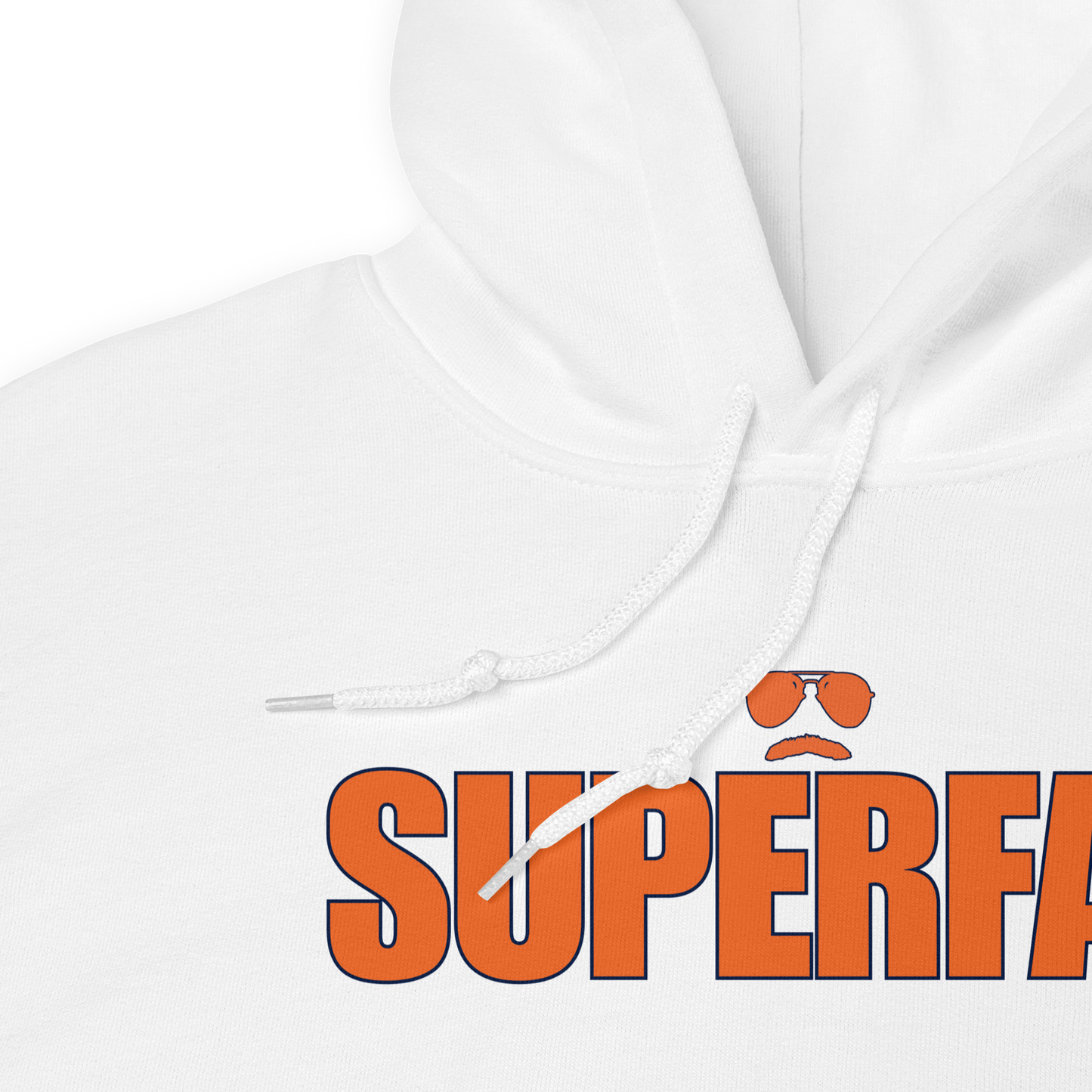 Swerski Superfan Unisex Hoodie - White with Orange/Navy