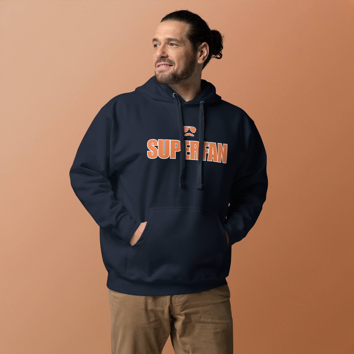 Swerski Superfan Unisex Hoodie - Navy with Orange/White design