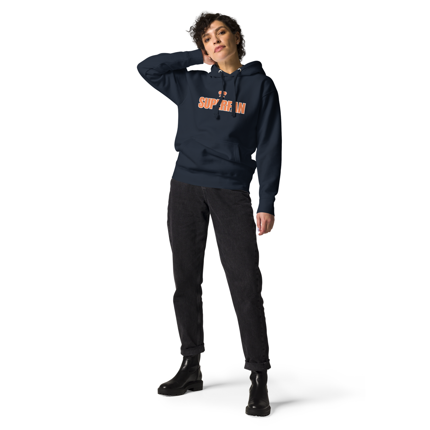 Swerski Superfan Unisex Hoodie - Navy with Orange/White design